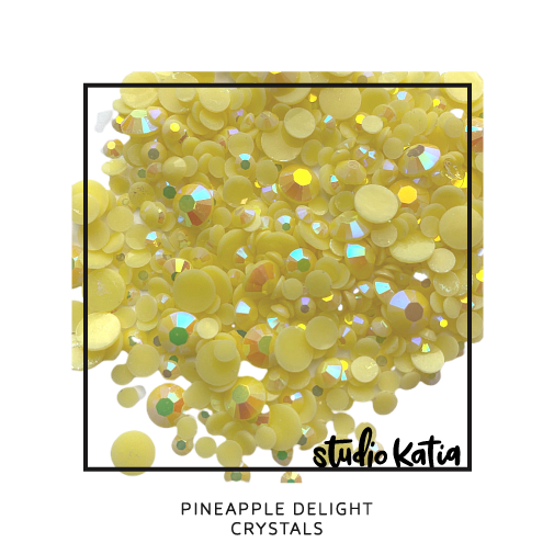 studio katia, embellishments, pearls, crystals, pink, jewels, cardmaking, cards, diy, pretty, shiny, glossy, sparkly, sparkles, cards, shaker, YELLOW, PINEAPPLE, PINEAPPLE DELIGHT