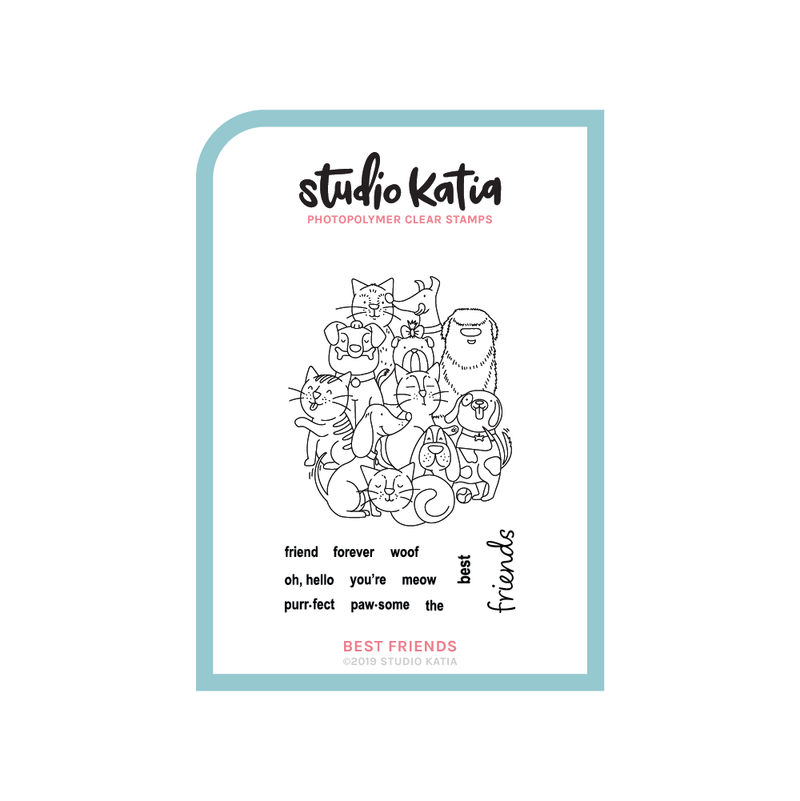 FRIENDS, STAMP, CLEAR, PETS, DOGS, CATS, GROUP, STUDIO KATIA, CARDMAKING, SCRAPBOOKING, FRIENDSHIP